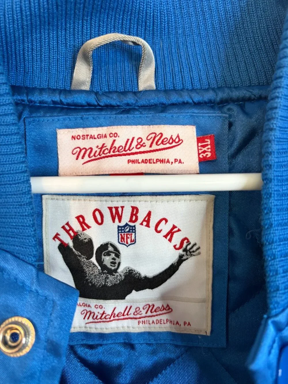 Mitchell & Ness Detroit Lions Satin Full-Snap Bomber Jacket
